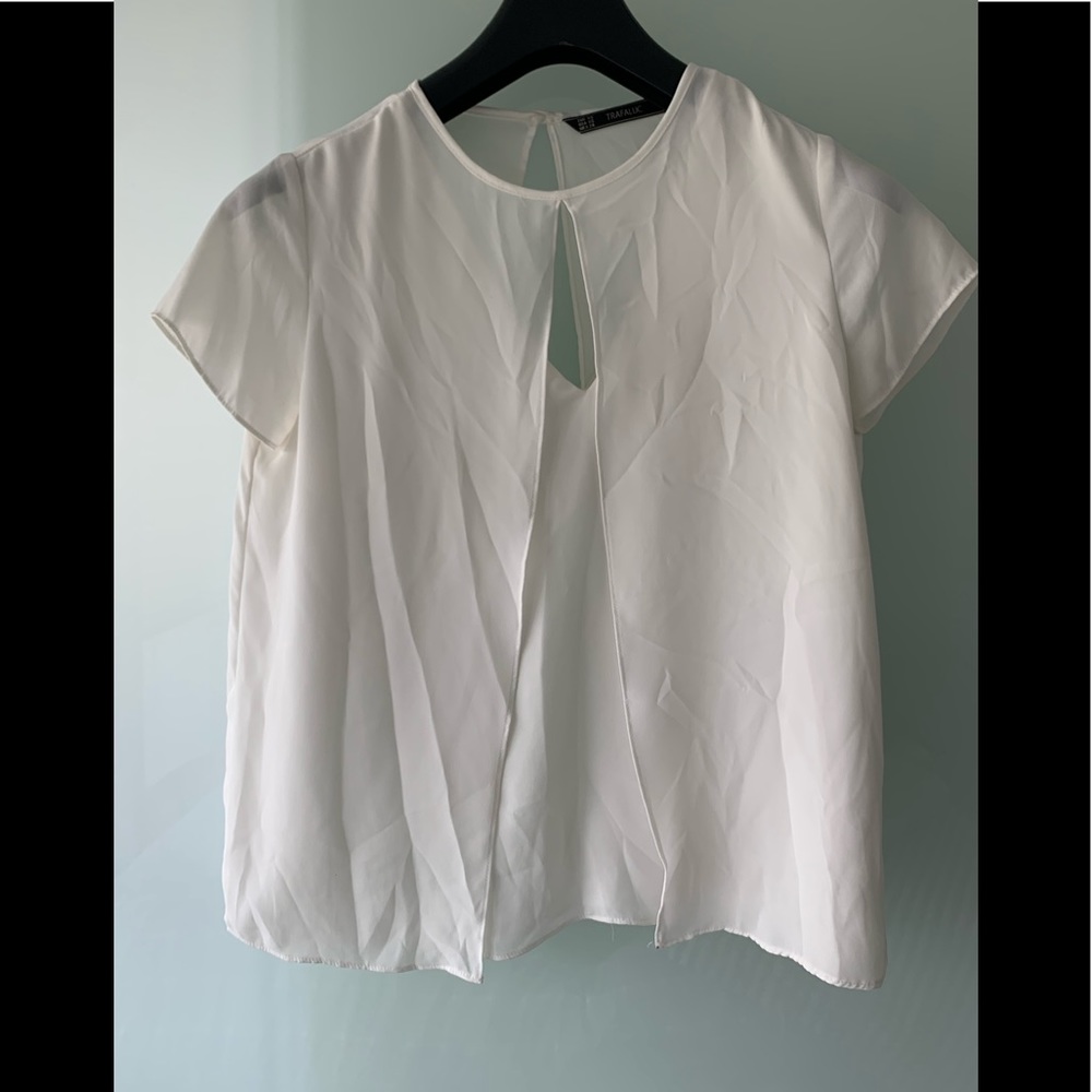 Zara Trafaluc white layered blouse